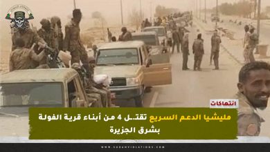 مليشيا الدعم السريع تقتل 4 من أبناء قرية الفولة بشرق الجزيرة